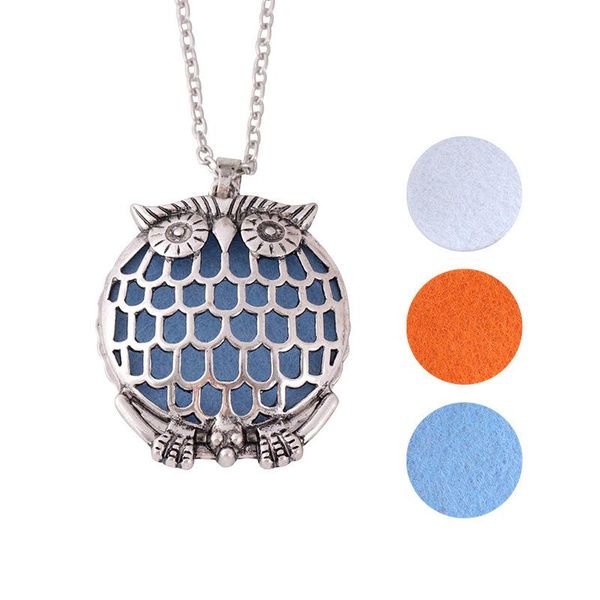 

pretty owl aromatherapy necklace essential oil diffuser beautifully necklaces magnetic closure locket necklace, Silver