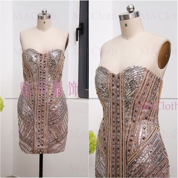 

macloth beige pencil strapless knee-length short crystal satin prom dresses dress xs 261684 clearance, White;black