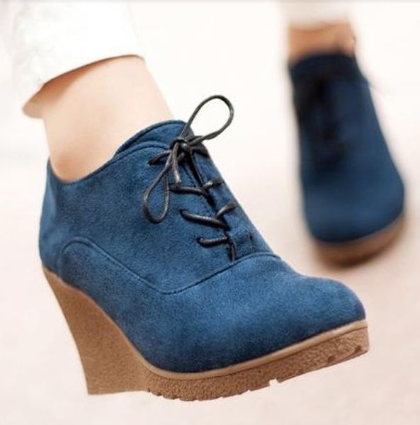 

2016 новый клинья boots моды паствы женские туфли на высоком каблуке платформа клинья ботильоны узелок высокие каблуки обувь для женщин, Black