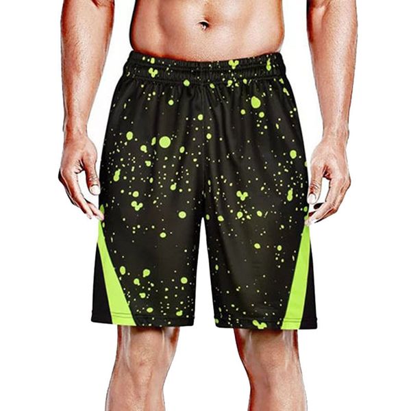

ckahsbi men running shorts print elastic waist gym compression tights sports shorts pant tight basketball high quality, Black;blue