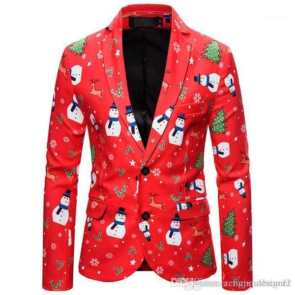 

печать homme clothing фестиваль стиль повседневная одежда рождественский стиль мужские осенние пиджаки desinger с длинным рукавом отворотом, White;black