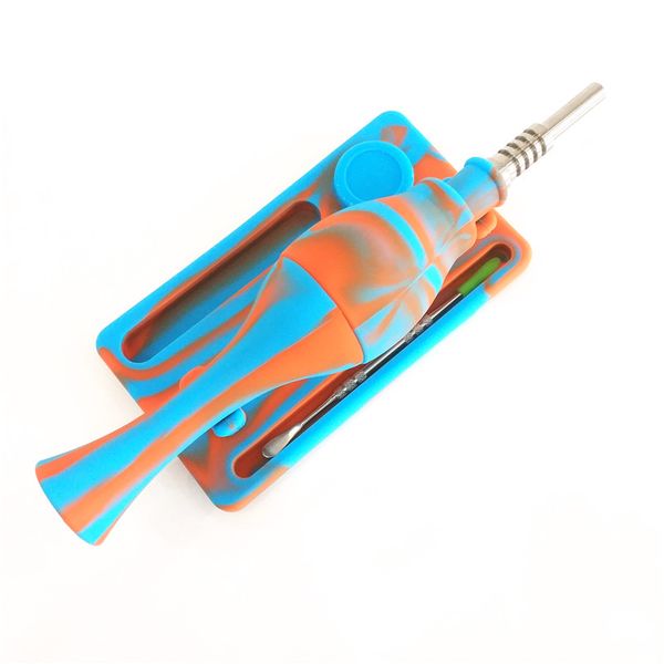 

Силиконовые воды Dab Rig с титаном NAIL 5мл Малый воск Dab масло Контейнер высекая Инструмент Держатель Нектар Стик Мед соломы Collector