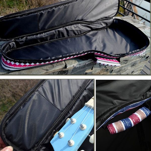 

double strap hand folk ukulele carry bag cotton padded case for ukulele guitar parts accessories,blue-graffiti