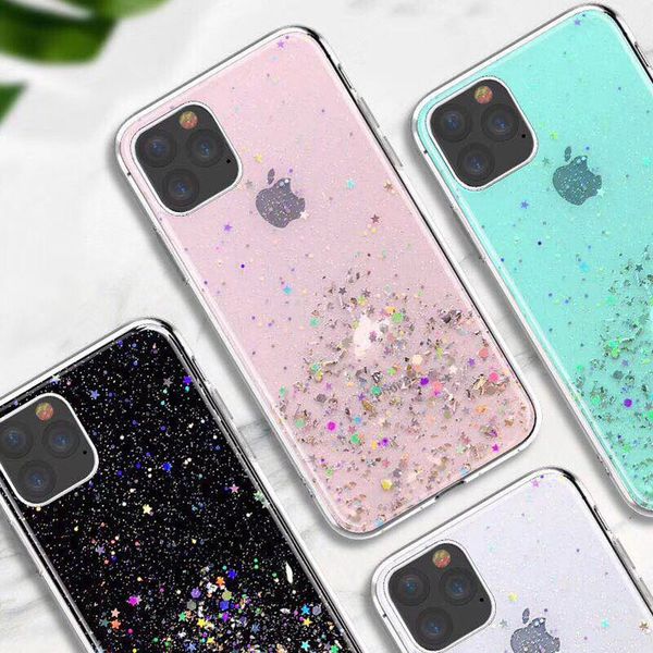 

glitter bling sequins case for iphone 11 11pro max 8 7 plus 6s x xs max xr shining star transparency phone case soft cover