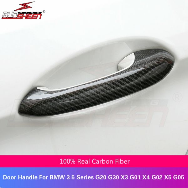 

for 3 5 series g20 g30 x3 g01 x4 g02 x5 g05 2018 2019 car real carbon fiber door handle cover trim lhd & rhd