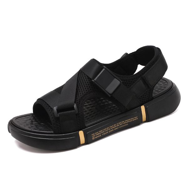 

sandals classic men's summer soft comfortable men shoes genuine leather outdoor roman, Black
