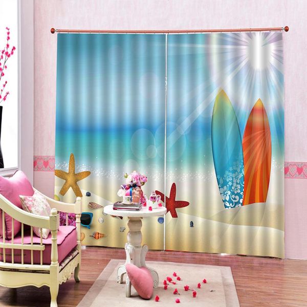 

surfboard sunlight beach shower curtain beach conch starfish shell polyester blackout curtains for living room