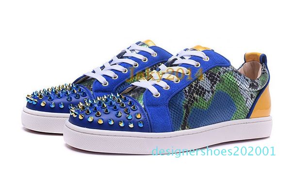 

new arrival gondolastrass mens flat spiked toe flats red bottom luxury shoes for junior spikes womens designer sneakers famous brand d1, Black