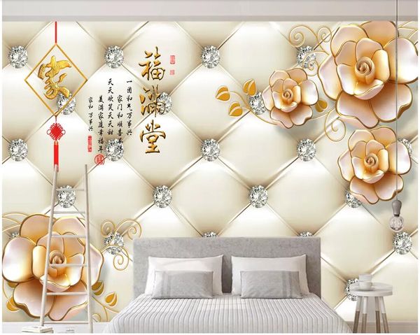 

wdbhg custom p mural 3d wallpaper soft bag diamond jade carving flower living room home decor 3d wall murals wallpaper for walls 3 d
