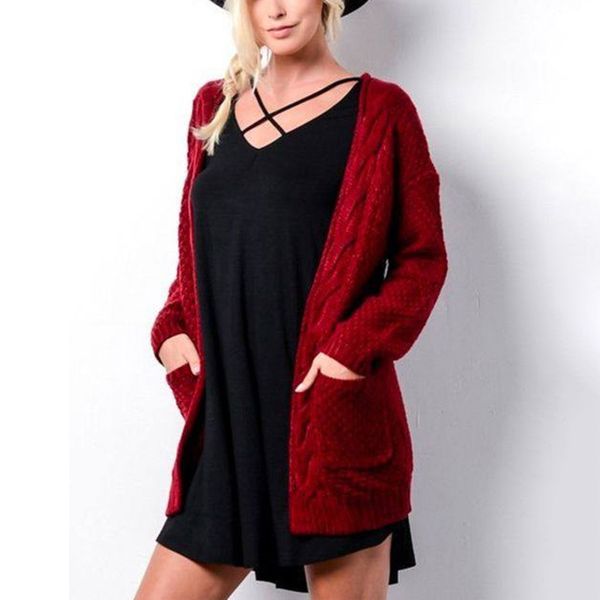 

womens cardigans ladies coat autumn loose casual winter outwear long sleeve knitwear open front, White