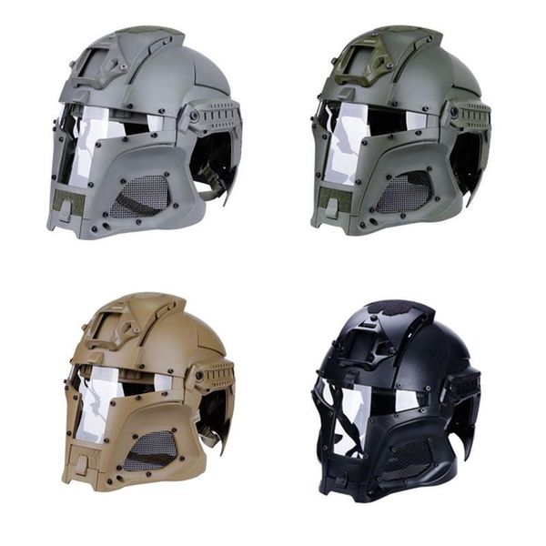 

tactical outdoor retro helmet iron warrior solid vintage climbing helmet protective full face mesh mask rock climbing