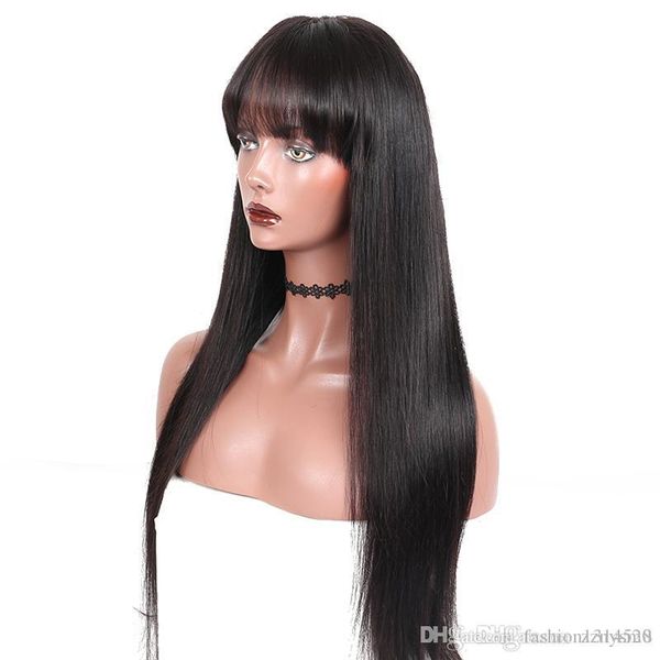 

straight lace closure wigs lace front human hair wigs pre-plucked with baby hair mi lisa hair remy peruvian lace wigs, Black