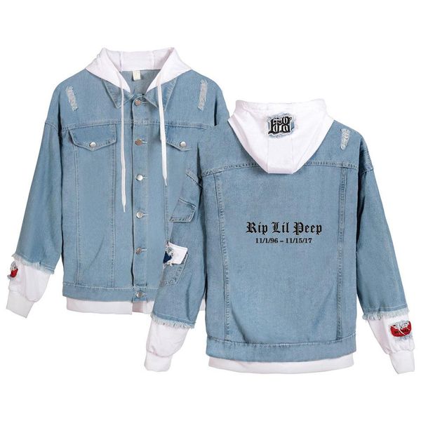 

2020 new promotion in spring cross-border wholesale male rapper lilpeep lier pip fashion fashion womens denim jacket, Black
