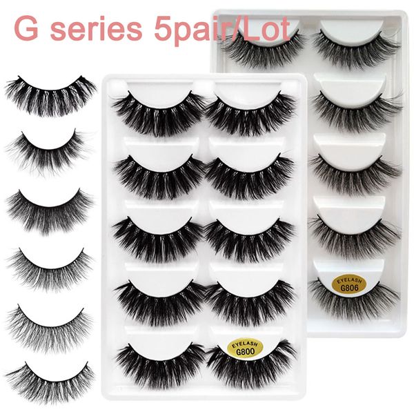 

2019 eyelash g800-g806 premium long lasting 100% handmade real mink fur lashes 3d mink eyelashes 5pairs