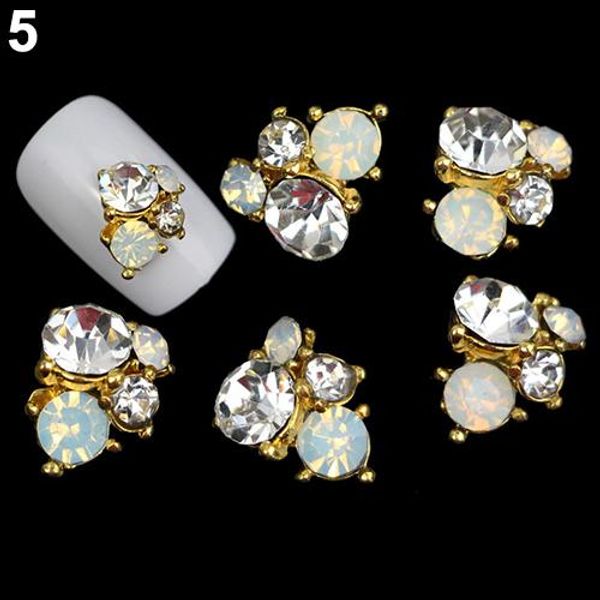 

10pcs 3d diy rhinestones crystal nail art tips studs phone decor manicure tool, Silver;gold