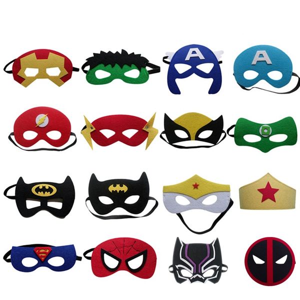 

16pcs kids : endgame superhero deadpool black panther cosplay mask christmas children party masquerade props