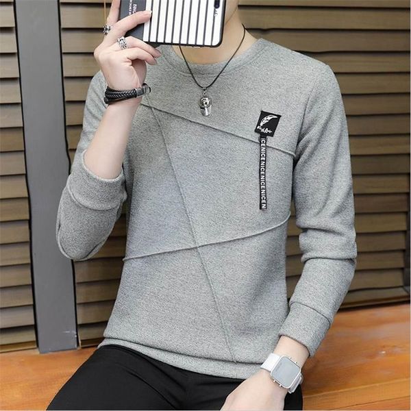 

2018 men autumn winter slim bottoming sweater o-neck full sleeves patchwork warm knittwear sweaters pullovers plus size 2xl, White;black