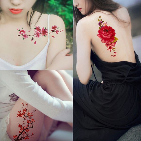 Acheter Nouveau 24 Styles Fleurs Artificielles Bras épaule Tatouage Autocollants Flash Tatouage Au Henné Faux Tatouage Temporaire Imperméable Femmes