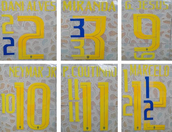 

18 19 brazil yellow printing soccer namesets neymar jr marcelo player's stamping stickers 2018 world cup brasil impressed football numb
