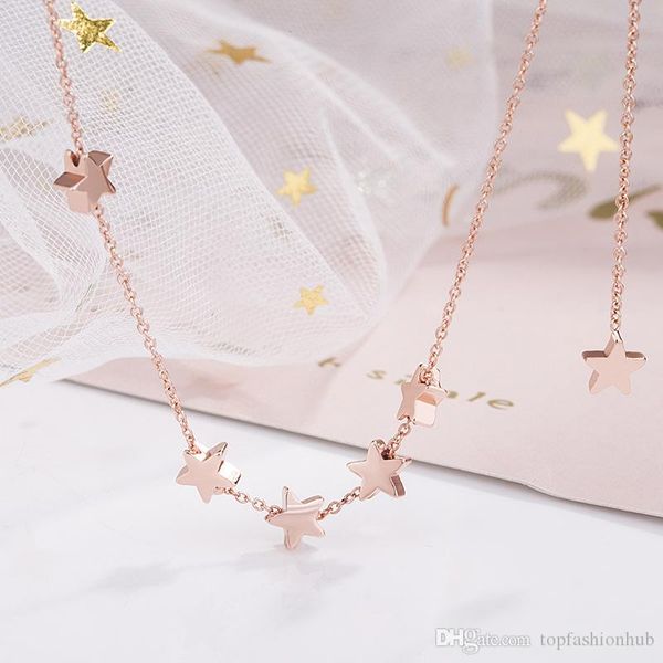 

2018 new korean version, simplified students, nine small star chains, exquisite rose gold lining necklace ornaments.