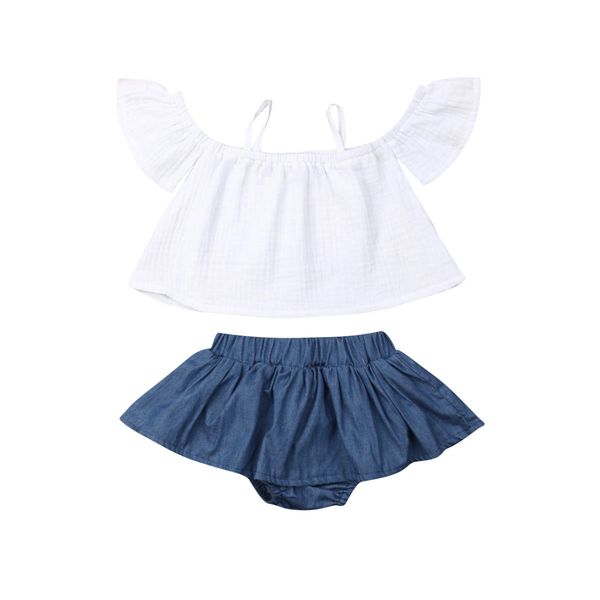

kids baby girl off-shoulder white t-shirt+short pants 2pcs infant toddler girls summer casual cotton clothes set 3m-3t, Pink;blue