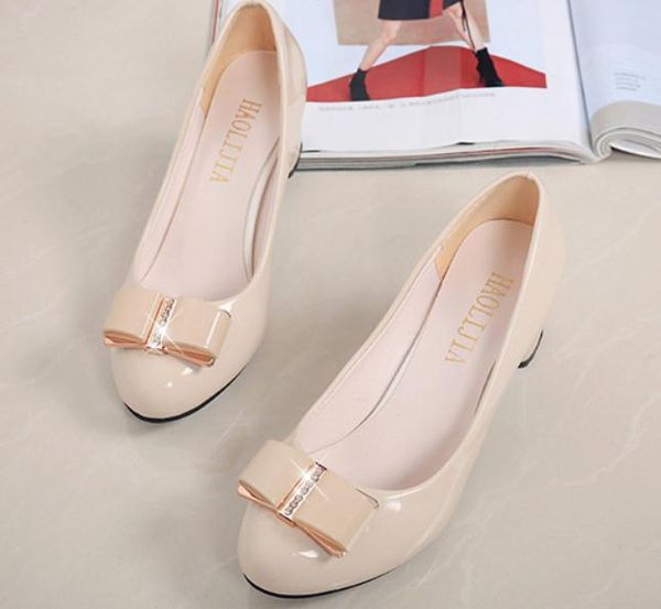 

2020 women's shoes in spring and autumn with new style high heel coarse heel round head bowknot@6123, Black