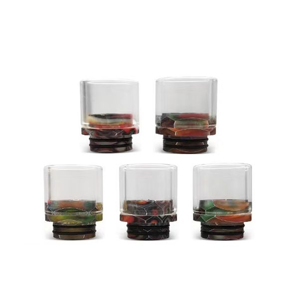

Glass Epoxy Resin Drip Tip Snake Skin Cobra 810 Thread Wide Bore Mouthpiece for E Cigarette Atomizers tank dhl free