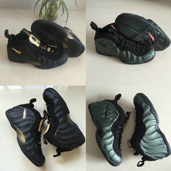 

penny hardaway pro foams one army green black metallic gold basketball shoes for men foam mens classic sport sneaker size 40-47