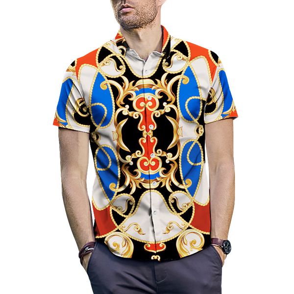 

New Fashion Male Shirt Vintage Baroque Gold Flower Shirt Long Sleeve Korean Casual Slim Fit Luxury Men Shirts