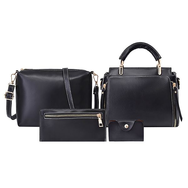 

xiniu 4pcs women pure colour handbag+crossbody bag+messenger bag+card package designer borsa a tracolla da donna#40