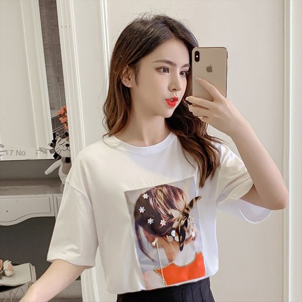 

2020 summer texture bowknot short-sleeved blouse female ins fashionable student all-match 2020 summer clothing texture clothing bowknot, White