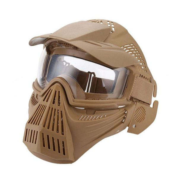 

tactical outdoor lens mask full face breathable cs hunting army protection masks accessories, Black