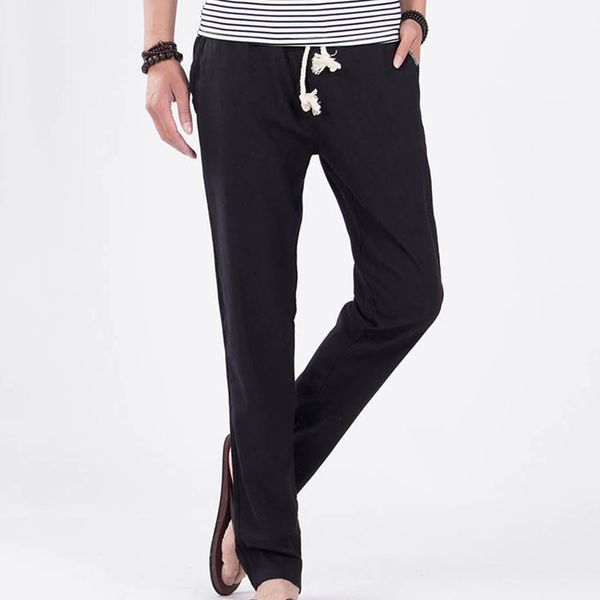 Mens Designer Cotton Linen Loose Pants 