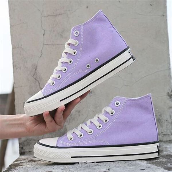 

the classic 10th anniversary designer brand lady high help canvas shoes small white shoes students leisure board shoes original box packagin, Black