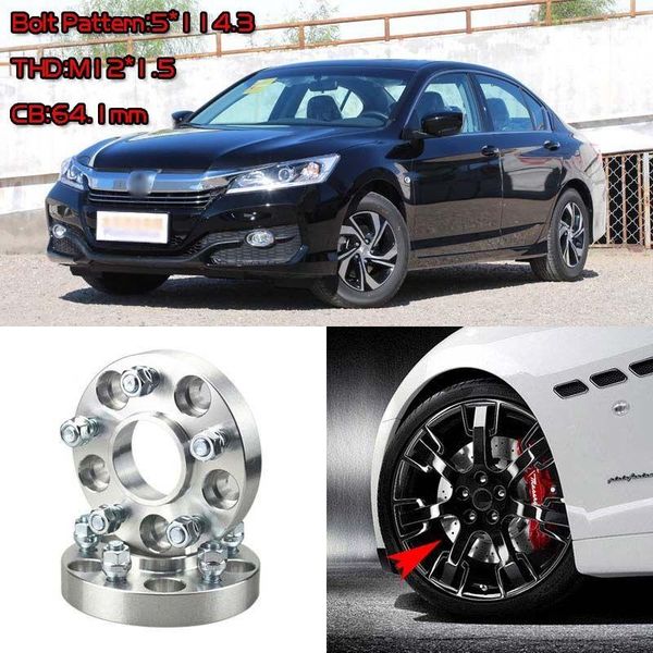 

4pcs 1" wheel spacers adapters 5 lug 5x4.5"/5x114.3-12x1.5 for honda accord 04
