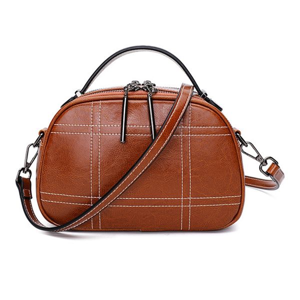 

leather shoulder bag fashion pillow bag sewing thread portable messenger