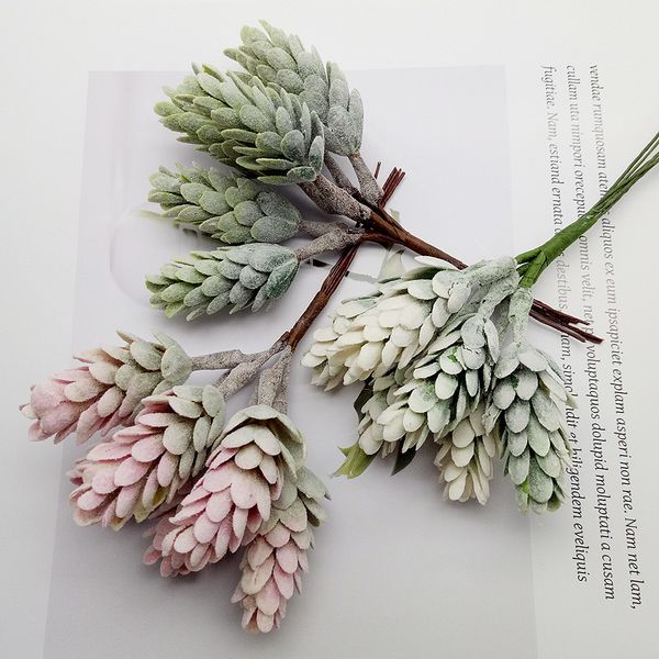 

6pcs mini artificial plant artificial flowers bouquet pineapple grass for handmade diy scrapbook wreath fake plants decoration