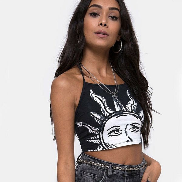 

women casual solid tank vest blouse sleeveless crop shirt cami, White