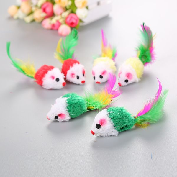 

cat toys fake mouse 3d mini funny toy for cats with interactive colored feather plush mouses simulation toy
