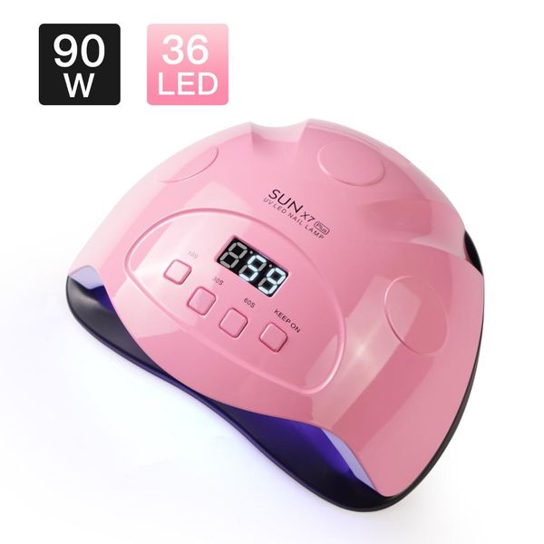 

sun x7 plus uv led nail dryer 90w gel polish curing lamp with bottom timer lcd display quick dry lamp for nails manicure tools