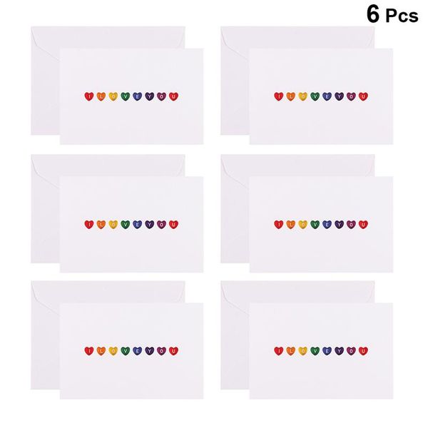 

6pcs valentine's day greeting card heart-shaped printing greeting cards hollow out love blessing paper invitations cards