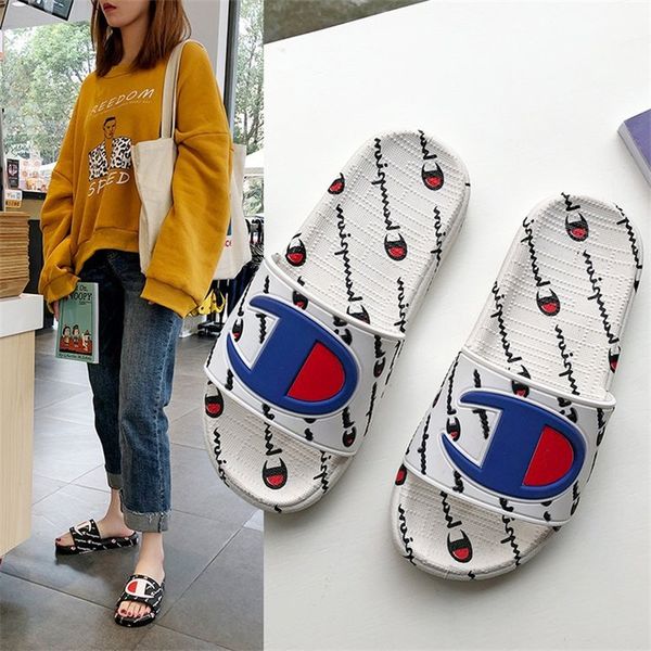 

champion letter printed indoors couple sandal shoes non slip summer hiking footwear womens and mens 16yb e1