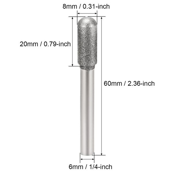 

uxcell diamond burrs for carving rotary tool 1/4-inch shank 6mm pointed 150 grit 10 pcs cylindrical nose8mm