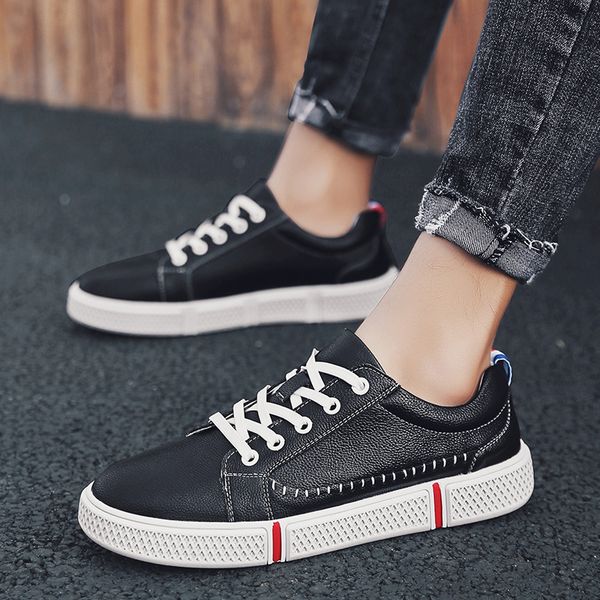 

male shoe season genuine leather man leisure time leather shoes trend england ventilation outdoors soft bottom shoes you, Black