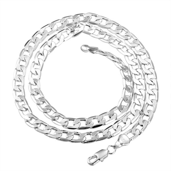 Heiße Verkäufe 925 Sterling Silber Männer/Frauen 8 MM 1 + 1 Figaro Kette Halsketten Mode Kostüm Halsketten schmuck