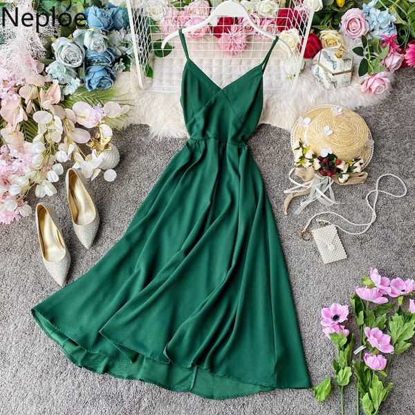 

casual dresses neploe 2021 seaside holiday sling dress beach style strapless backless solid sleeveless maxi vestidos 4a321, Black;gray