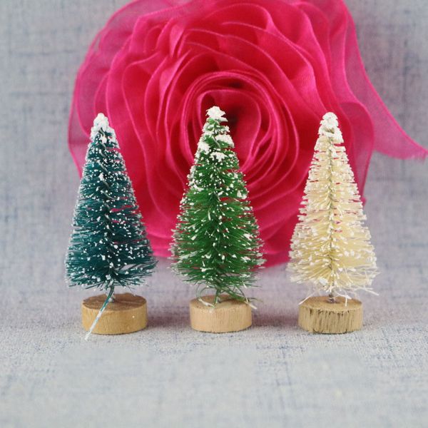 

10pcs/lot 4.5cm mini xmas party decoration ornaments diy christmas tree snow frost small pine tree sisal fiber craft em001