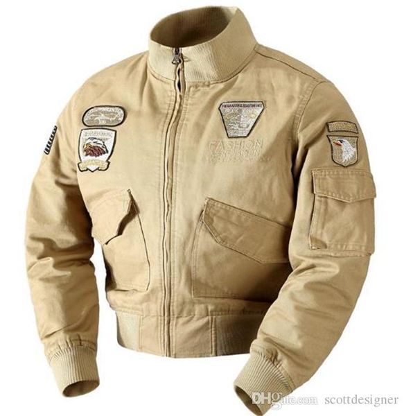 

mens air force designer casual jacket long sleeve tooling clothing fashion large size coat, Black;brown