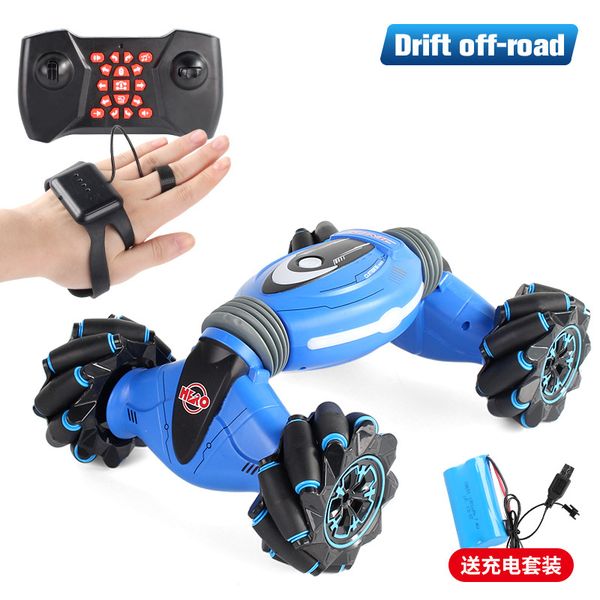 

hs gesture remote control stunt car toy, twist& 360° flip, action programmable, sound& lights, crab run wildly, xmas kid birthday gifts, 2-1