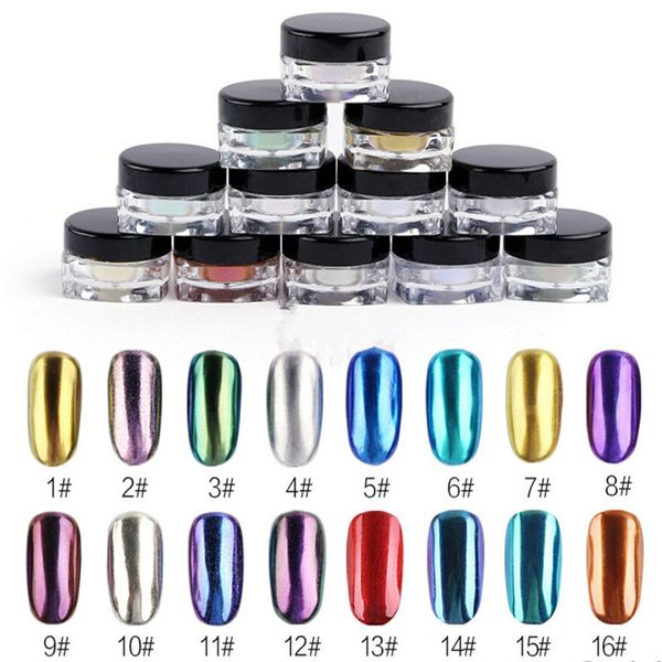

16 colors nail mirror powder glitter chrome nail art dip powder pigment shiny mirror manicure nails tips glitter i010, Silver;gold